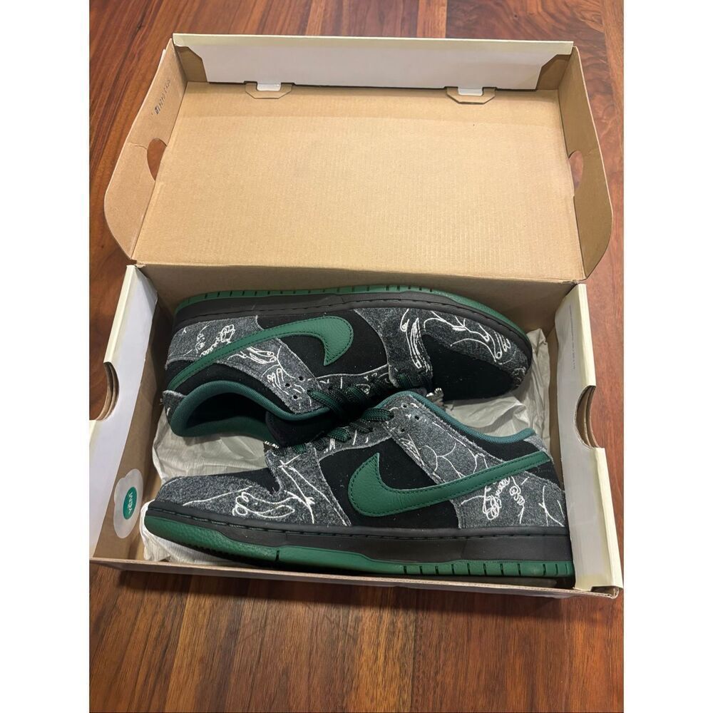 Nike Men's Black & Green SB Dunk Low There Skateboard Sneakers Size 8.5 NWOT - Picture 12 of 14
